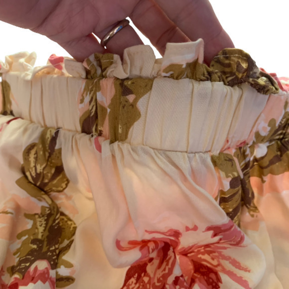 SWEET POT Cream & Pink Floral Print Strapless Blouson Dress - NWT - Picture 4 of 13